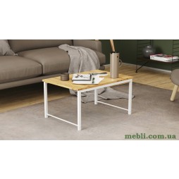 Стіл журнальний приставний Террі Комбо Ferrum-decor 345x662x440 Білий метал ДСП Дуб Артизан