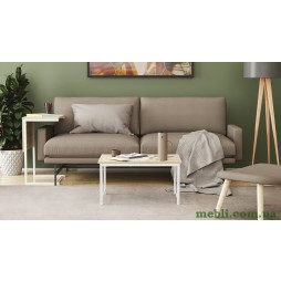 Стіл журнальний приставний Террі Комбо Ferrum-decor 345x662x440 Білий метал ДСП Дуб Сонома