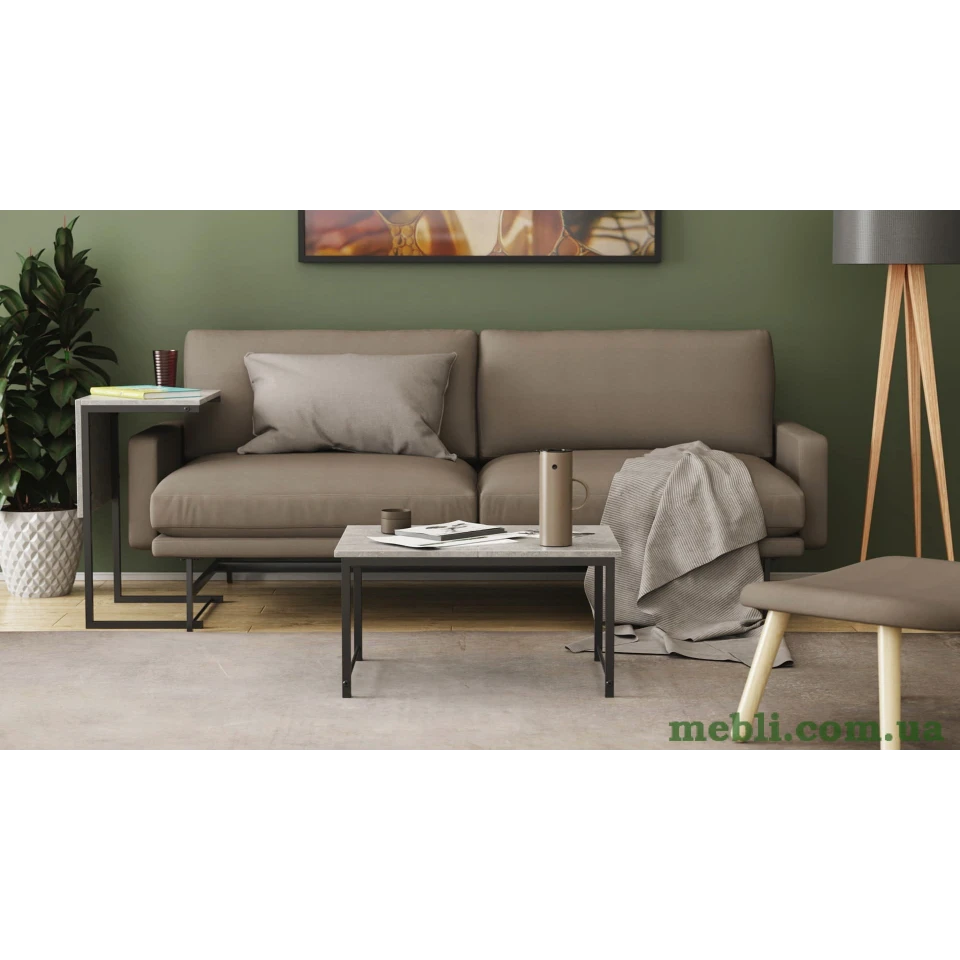 Стіл журнальний приставний Террі Комбо Ferrum-decor 345x662x440 Чорний метал ДСП Бетон