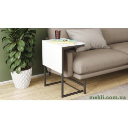 Стіл журнальний приставний Террі Комбо Ferrum-decor 345x662x440 Чорний метал ДСП Білий