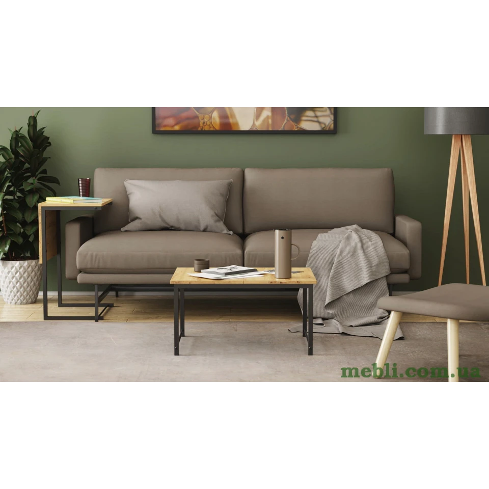 Стіл журнальний приставний Террі Комбо Ferrum-decor 345x662x440 Чорний метал ДСП Дуб Артизан