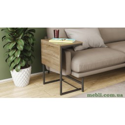 Стіл журнальний приставний Террі Комбо Ferrum-decor 345x662x440 Чорний метал ДСП Дуб Сонома Трюфель