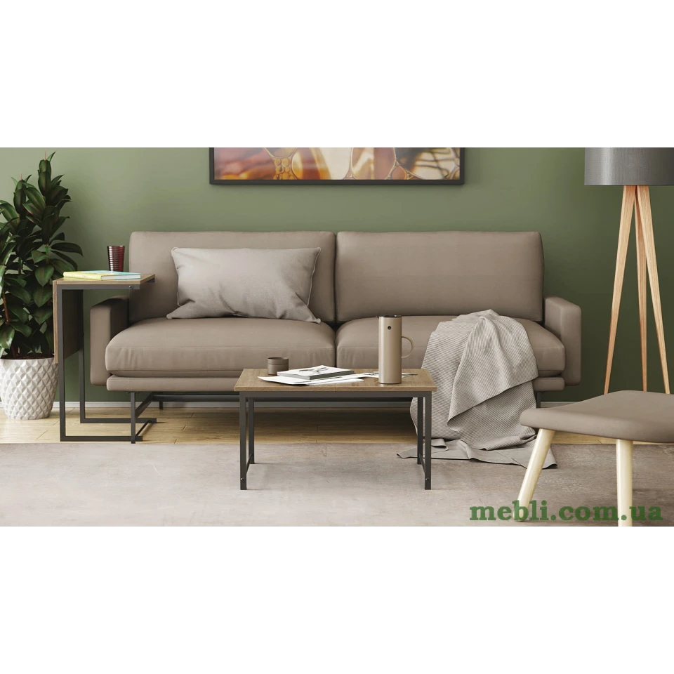Стіл журнальний приставний Террі Комбо Ferrum-decor 345x662x440 Чорний метал ДСП Дуб Сонома Трюфель