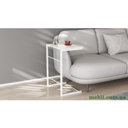 Столик Террі Ferrum-decor 650x440x330 Білий метал ДСП Бетон