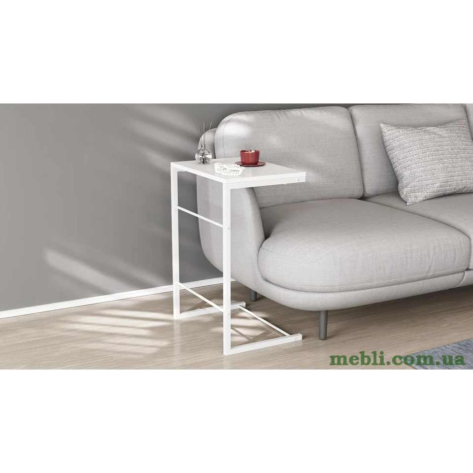 Столик Террі Ferrum-decor 650x440x330 Білий метал ДСП Білий