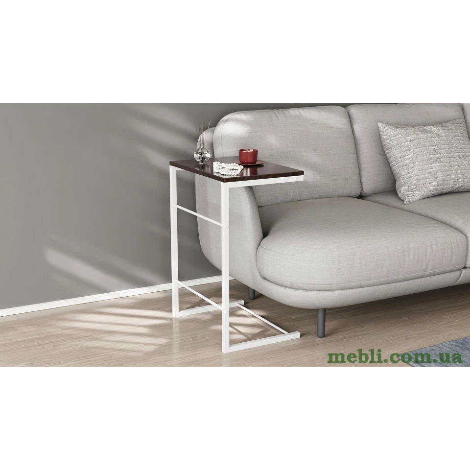 Столик Террі Ferrum-decor 650x440x330 Білий метал ДСП Венге Магія