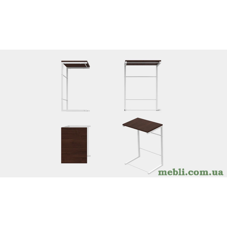 Столик Террі Ferrum-decor 650x440x330 Білий метал ДСП Венге Магія