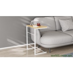 Столик Террі Ferrum-decor 650x440x330 Білий метал ДСП Дуб Артизан