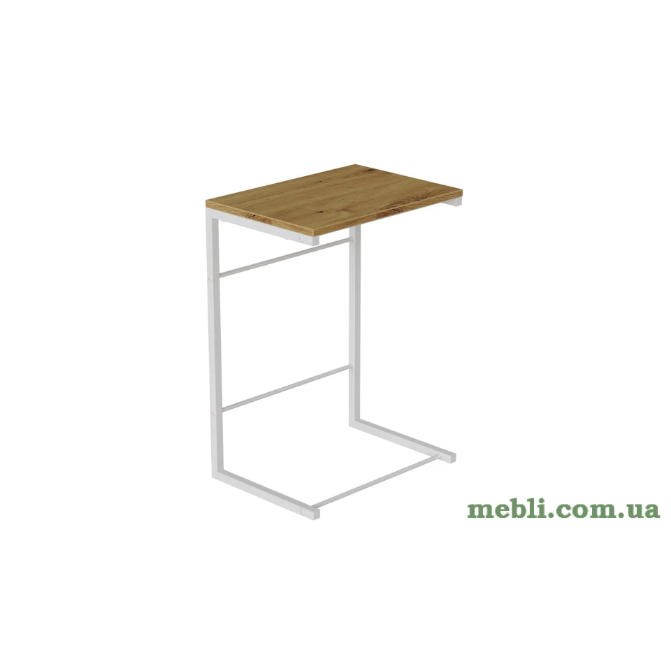 Столик Террі Ferrum-decor 650x440x330 Білий метал ДСП Дуб Артизан