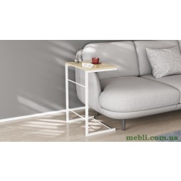 Столик Террі Ferrum-decor 650x440x330 Білий метал ДСП Дуб Сонома
