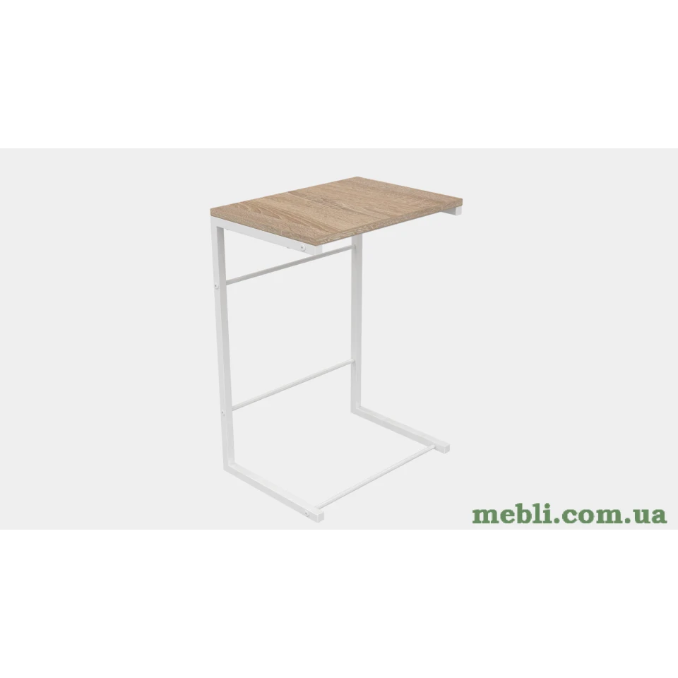 Столик Террі Ferrum-decor 650x440x330 Білий метал ДСП Дуб Сонома