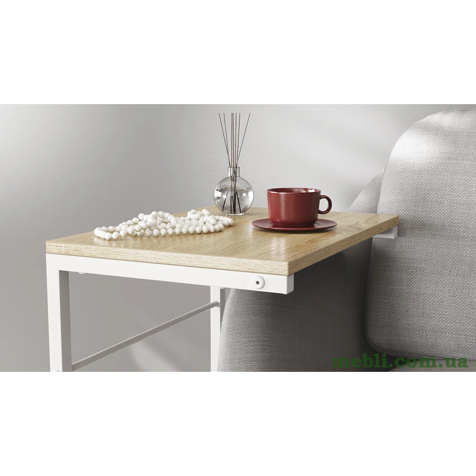 Столик Террі Ferrum-decor 650x440x330 Білий метал ДСП Дуб Сонома