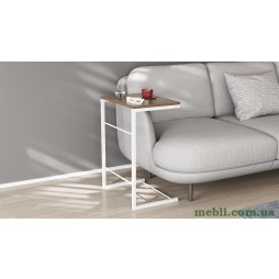 Столик Террі Ferrum-decor 650x440x330 Білий метал ДСП Дуб Сонома Трюфель