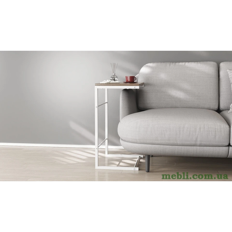 Столик Террі Ferrum-decor 650x440x330 Білий метал ДСП Дуб Сонома Трюфель