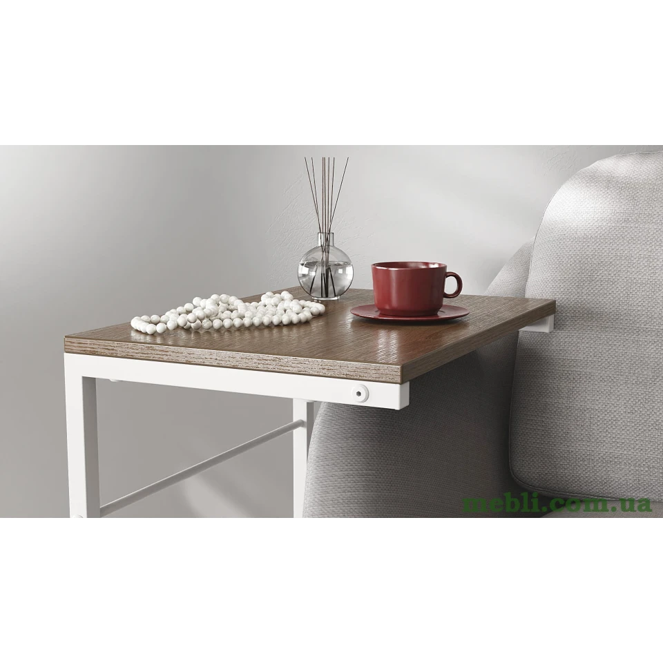 Столик Террі Ferrum-decor 650x440x330 Білий метал ДСП Дуб Сонома Трюфель