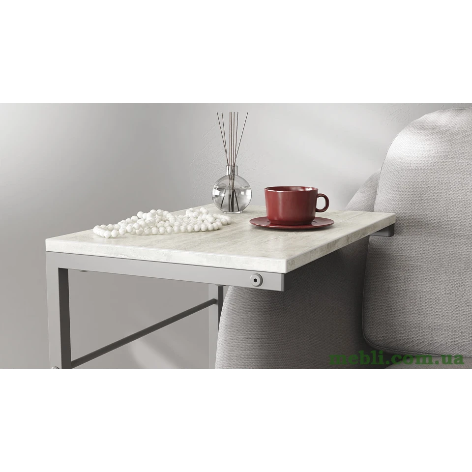 Столик Террі Ferrum-decor 650x440x330 Сірий метал ДСП Бетон