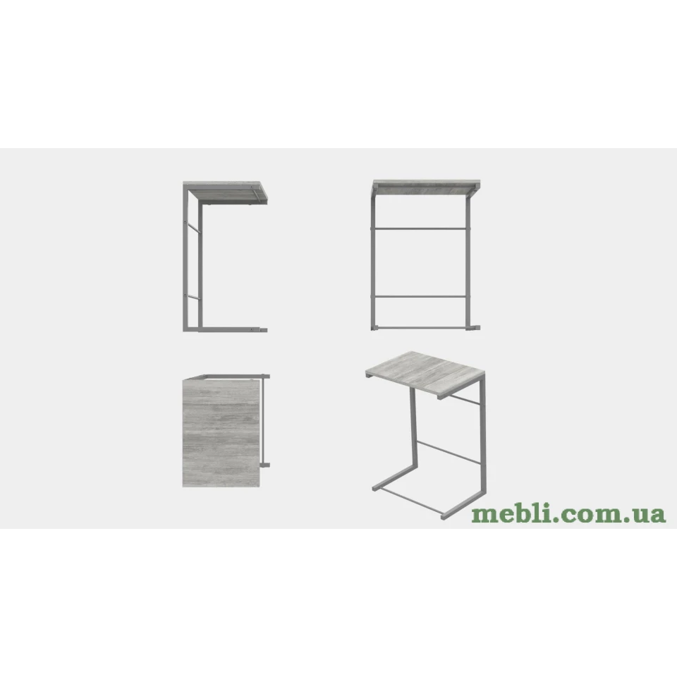 Столик Террі Ferrum-decor 650x440x330 Сірий метал ДСП Бетон