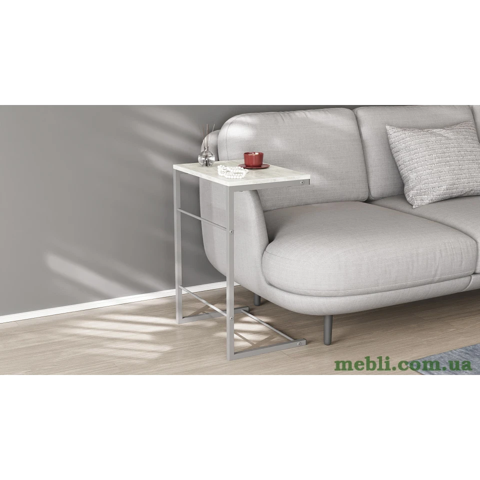 Столик Террі Ferrum-decor 650x440x330 Сірий метал ДСП Бетон