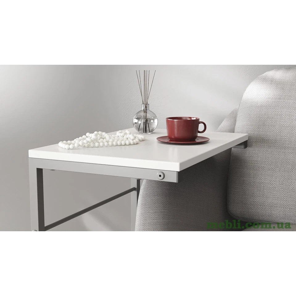Столик Террі Ferrum-decor 650x440x330 Сірий метал ДСП Білий
