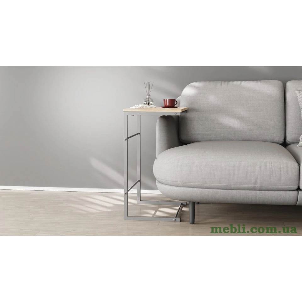 Столик Террі Ferrum-decor 650x440x330 Сірий метал ДСП Дуб Артизан