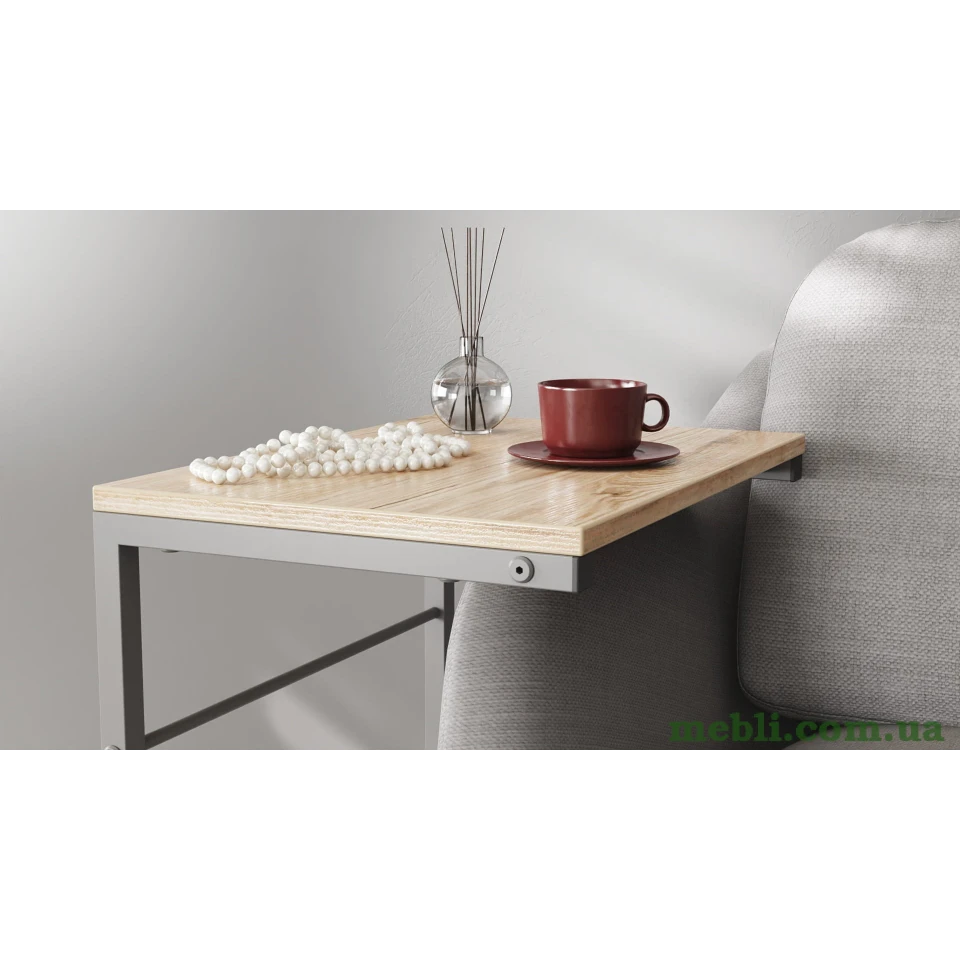Столик Террі Ferrum-decor 650x440x330 Сірий метал ДСП Дуб Артизан