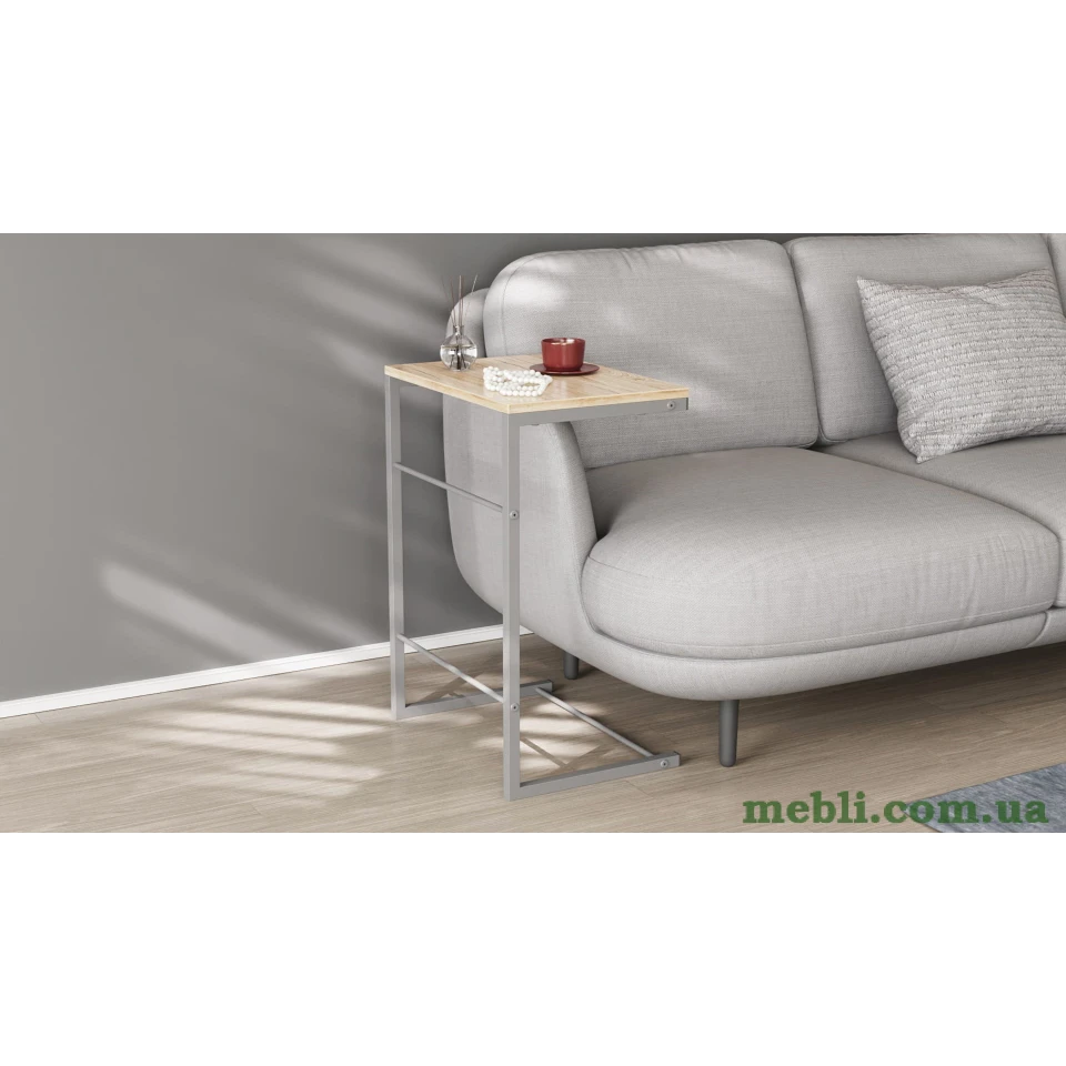 Столик Террі Ferrum-decor 650x440x330 Сірий метал ДСП Дуб Артизан
