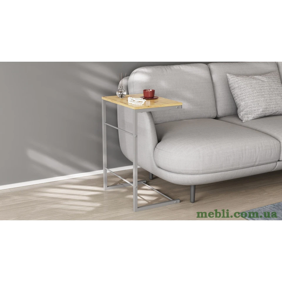 Столик Террі Ferrum-decor 650x440x330 Сірий метал ДСП Дуб Артізан