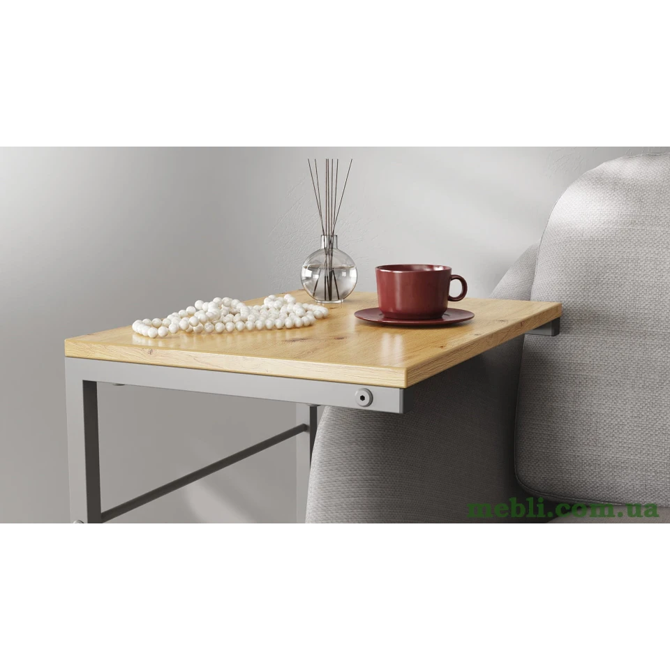 Столик Террі Ferrum-decor 650x440x330 Сірий метал ДСП Дуб Артізан
