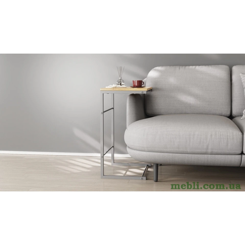 Столик Террі Ferrum-decor 650x440x330 Сірий метал ДСП Дуб Артізан