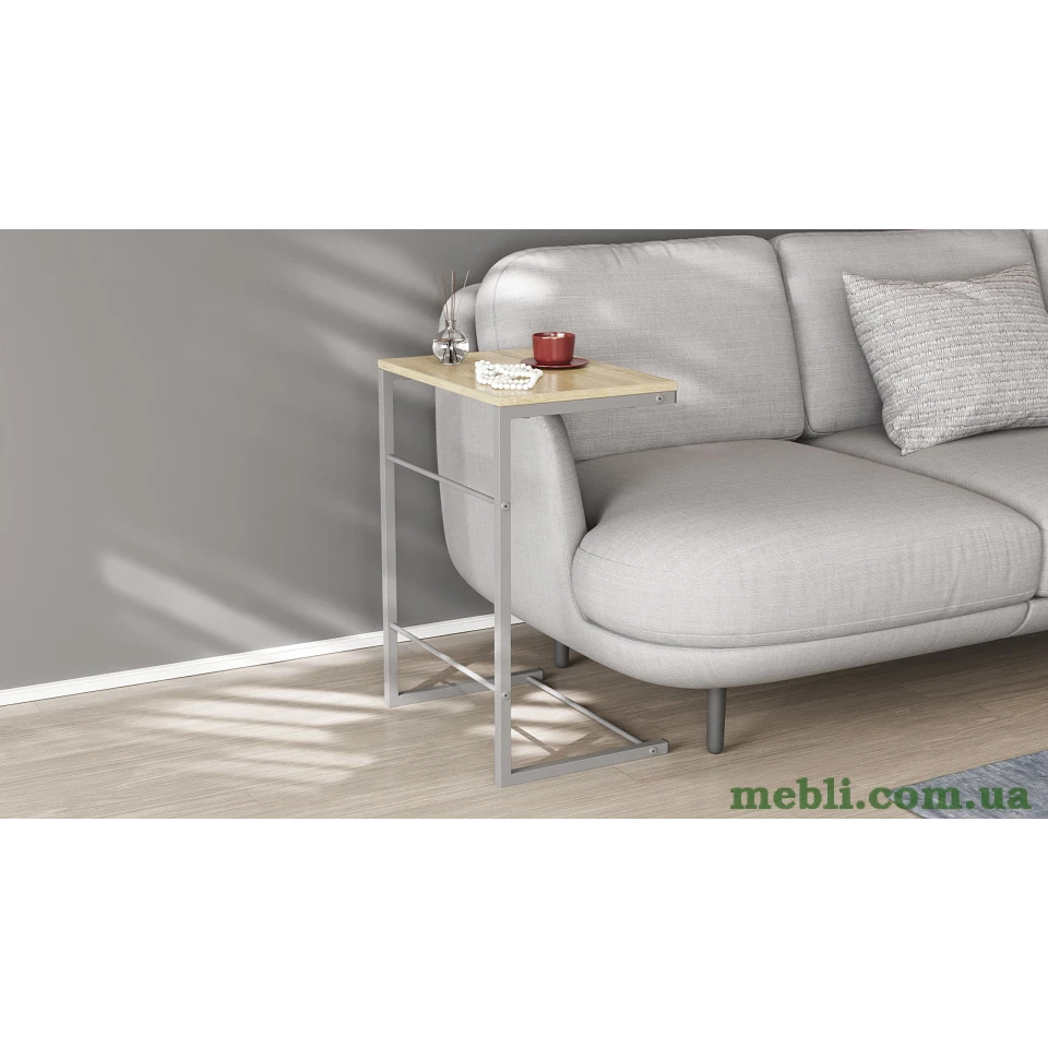 Столик Террі Ferrum-decor 650x440x330 Сірий метал ДСП Дуб Сонома