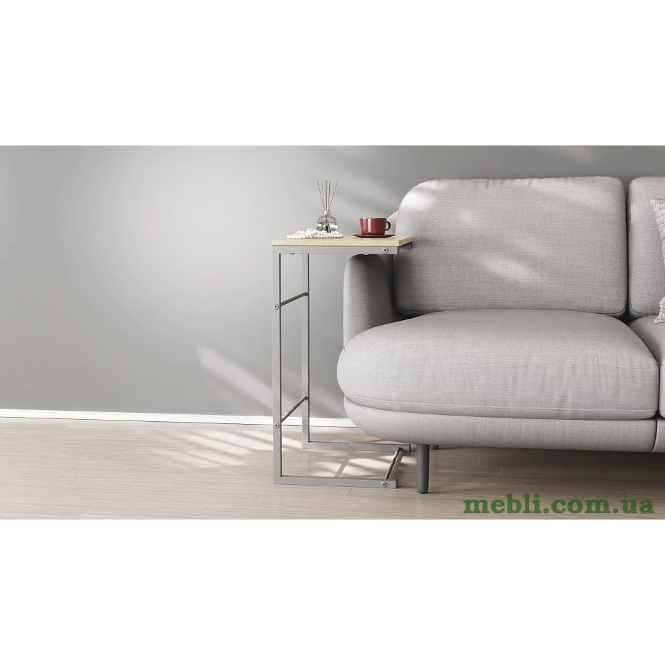 Столик Террі Ferrum-decor 650x440x330 Сірий метал ДСП Дуб Сонома