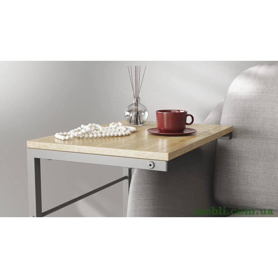 Столик Террі Ferrum-decor 650x440x330 Сірий метал ДСП Дуб Сонома