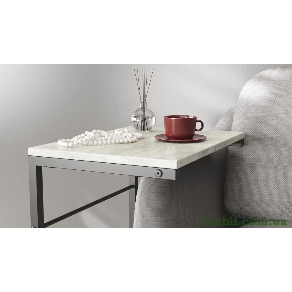 Столик Террі Ferrum-decor 650x440x330 Чорний метал ДСП Бетон