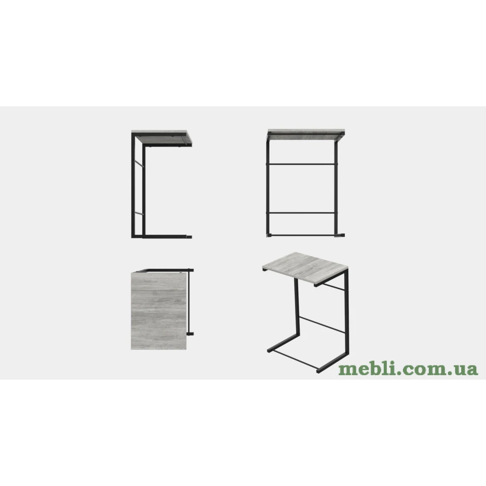 Столик Террі Ferrum-decor 650x440x330 Чорний метал ДСП Бетон