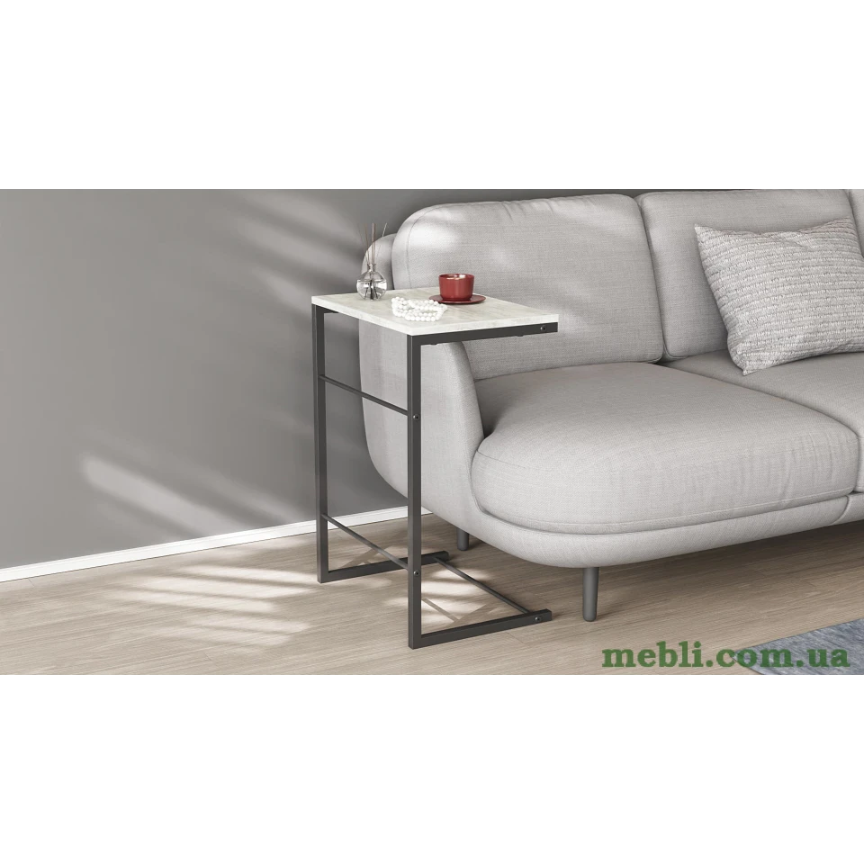 Столик Террі Ferrum-decor 650x440x330 Чорний метал ДСП Бетон