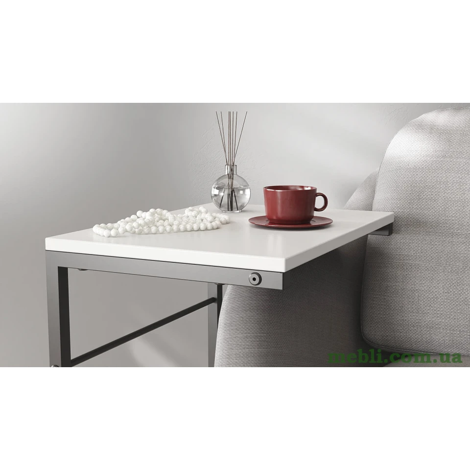 Столик Террі Ferrum-decor 650x440x330 Чорний метал ДСП Білий