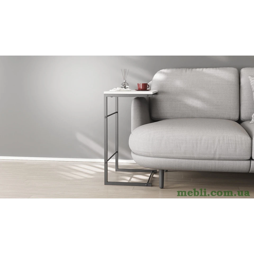 Столик Террі Ferrum-decor 650x440x330 Чорний метал ДСП Білий