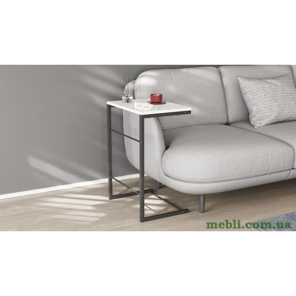 Столик Террі Ferrum-decor 650x440x330 Чорний метал ДСП Білий
