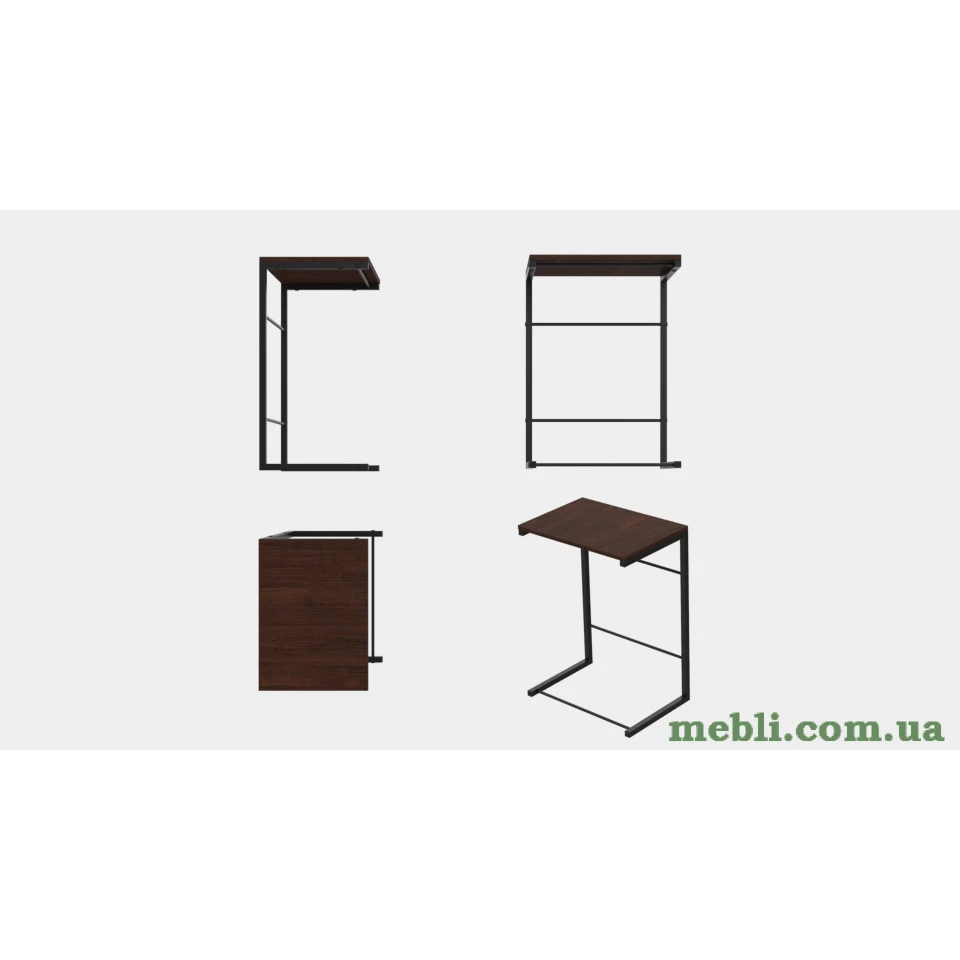 Столик Террі Ferrum-decor 650x440x330 Чорний метал ДСП Венге Магія