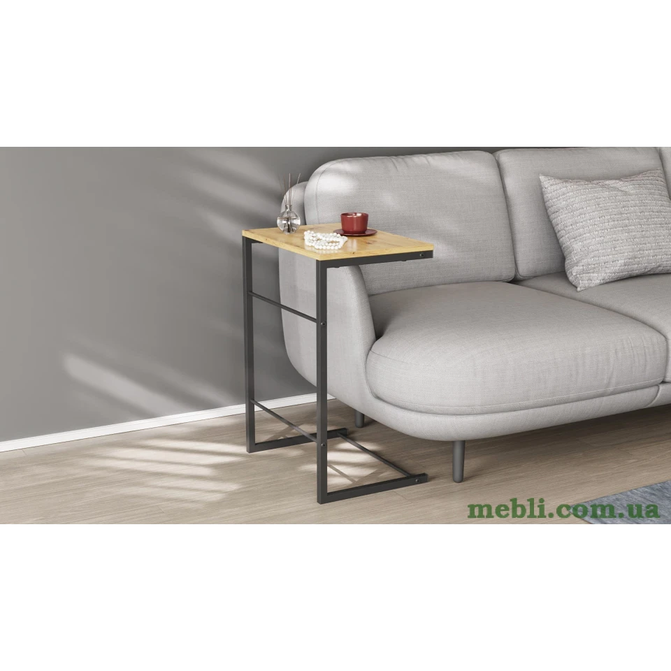 Столик Террі Ferrum-decor 650x440x330 Чорний метал ДСП Дуб Артизан