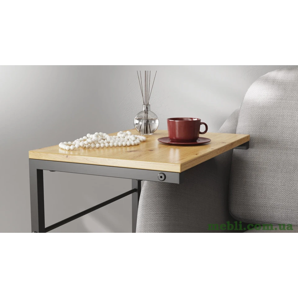 Столик Террі Ferrum-decor 650x440x330 Чорний метал ДСП Дуб Артизан
