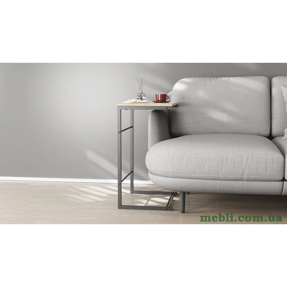 Столик Террі Ferrum-decor 650x440x330 Чорний метал ДСП Дуб Сонома