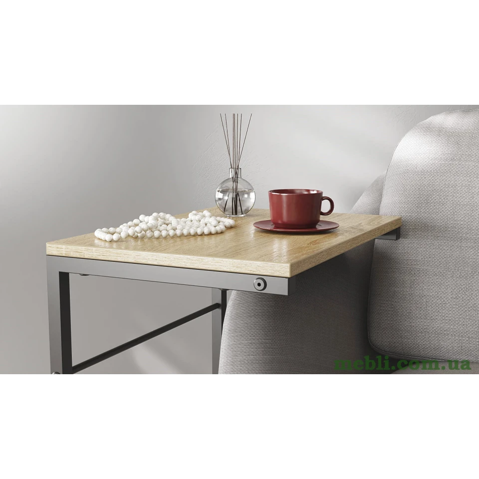 Столик Террі Ferrum-decor 650x440x330 Чорний метал ДСП Дуб Сонома