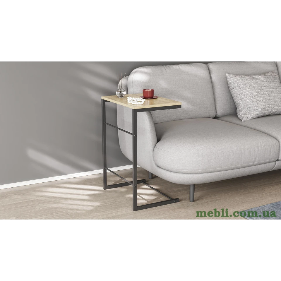 Столик Террі Ferrum-decor 650x440x330 Чорний метал ДСП Дуб Сонома