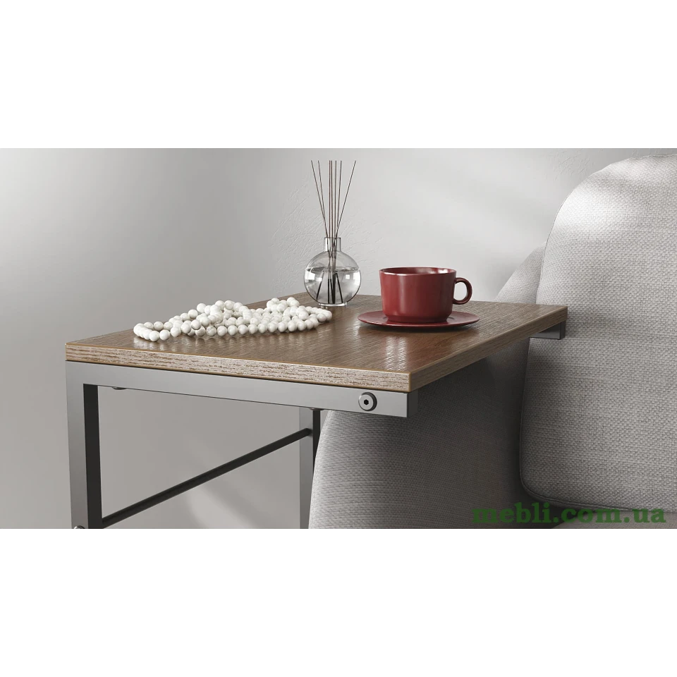 Столик Террі Ferrum-decor 650x440x330 Чорний метал ДСП Дуб Сонома Трюфель