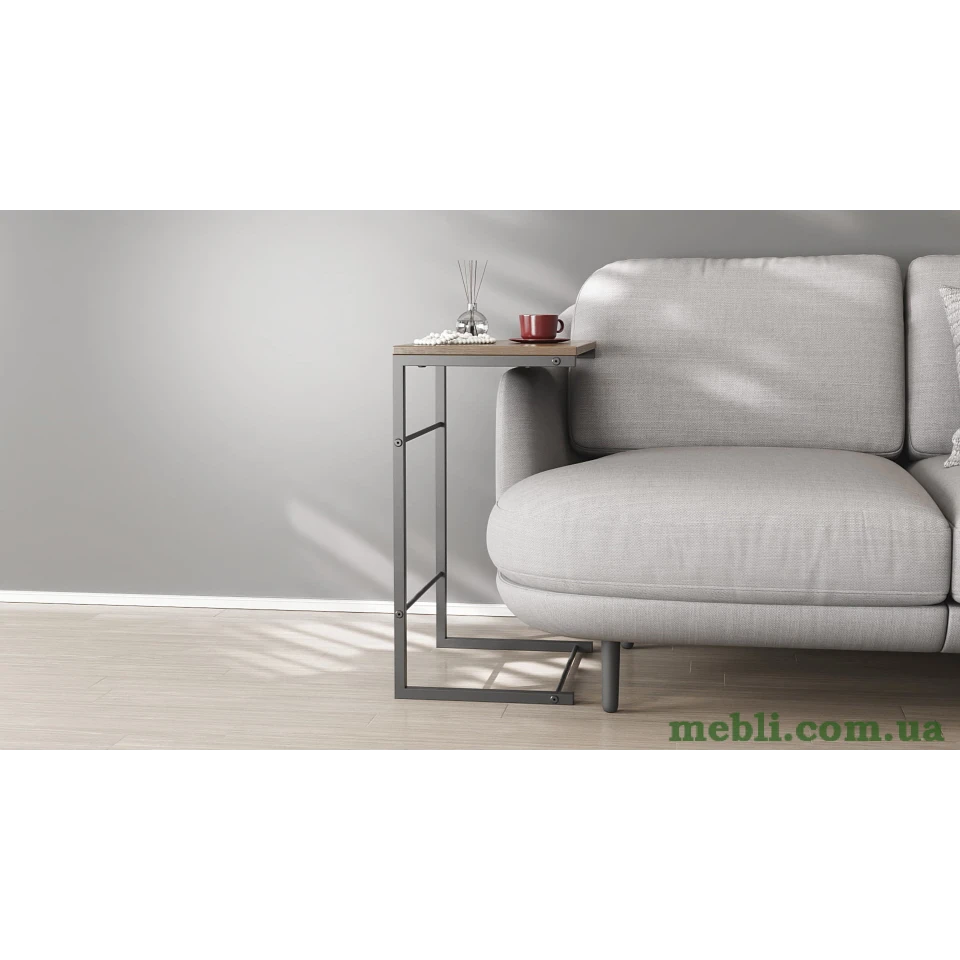 Столик Террі Ferrum-decor 650x440x330 Чорний метал ДСП Дуб Сонома Трюфель
