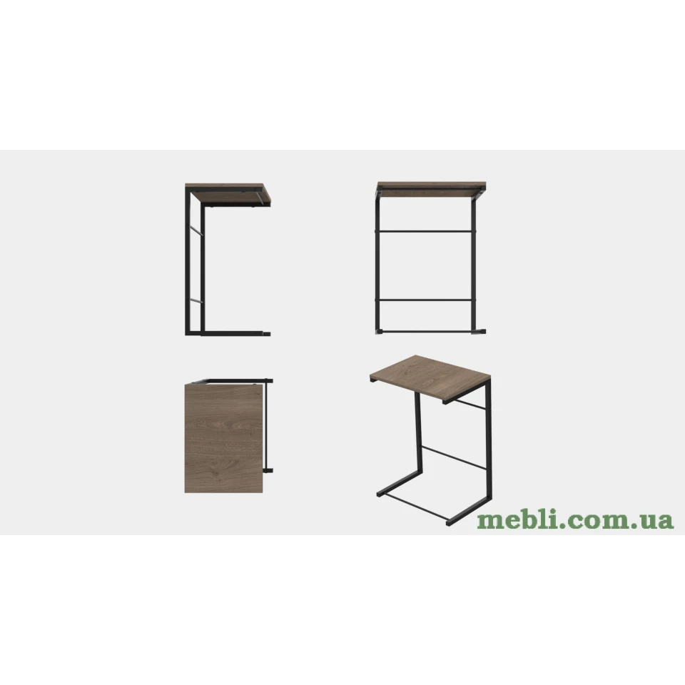 Столик Террі Ferrum-decor 650x440x330 Чорний метал ДСП Дуб Сонома Трюфель
