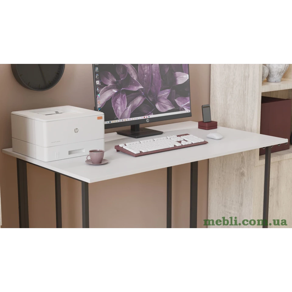 Комп'ютерний стіл Ferrum-decor Ханна 75x100x70 чорний ДСП Білий 16мм