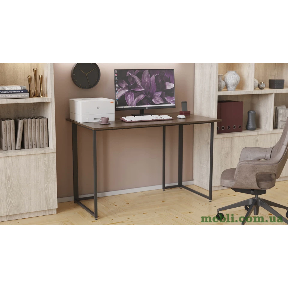 Комп'ютерний стіл Ferrum-decor Ханна 75x100x70 чорний ДСП Дуб Сонома Труфель 16мм