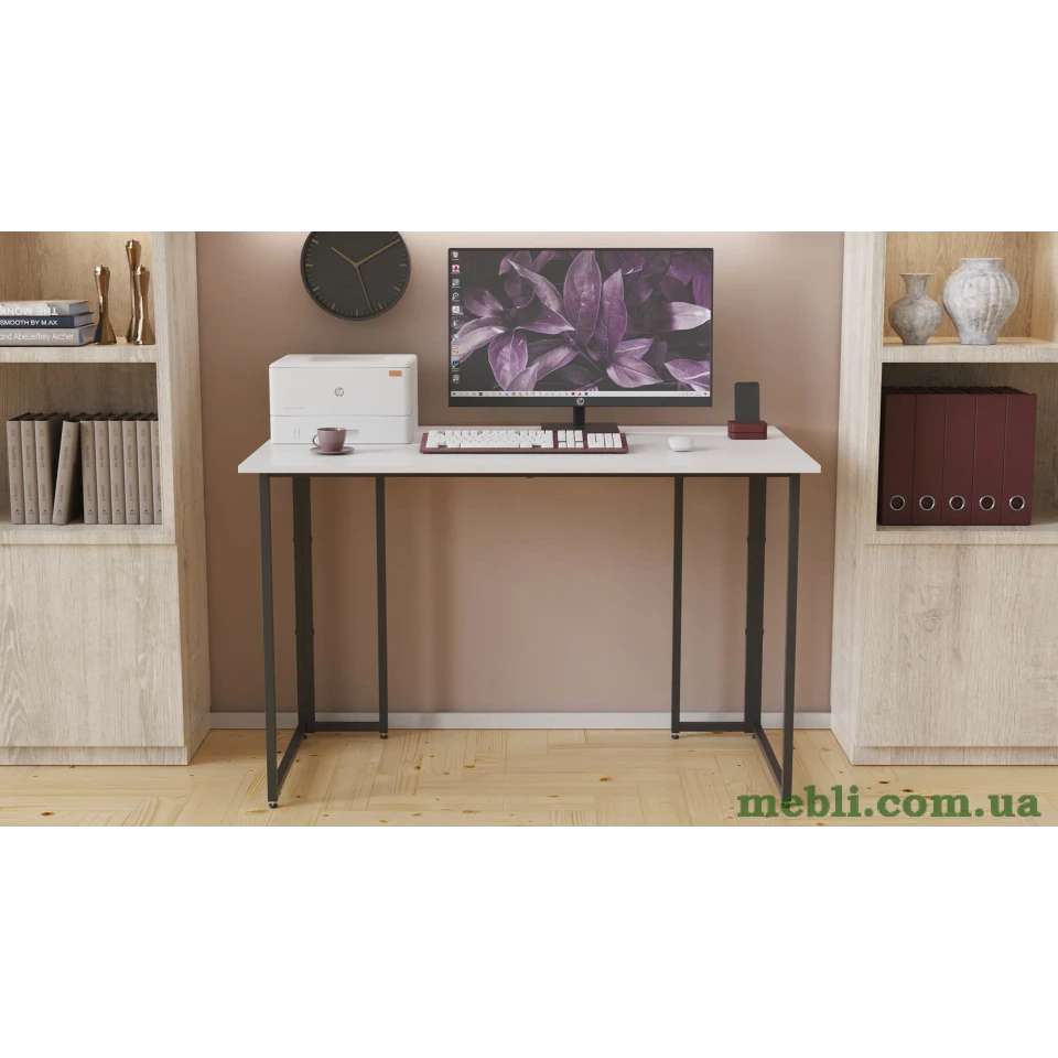 Комп'ютерний стіл Ferrum-decor Ханна 75x120x60 чорний ДСП Білий 16мм